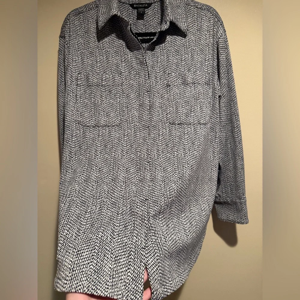 Athleta Textured Shirt Jacket Braiden black & white button down - Picture 4 of 8